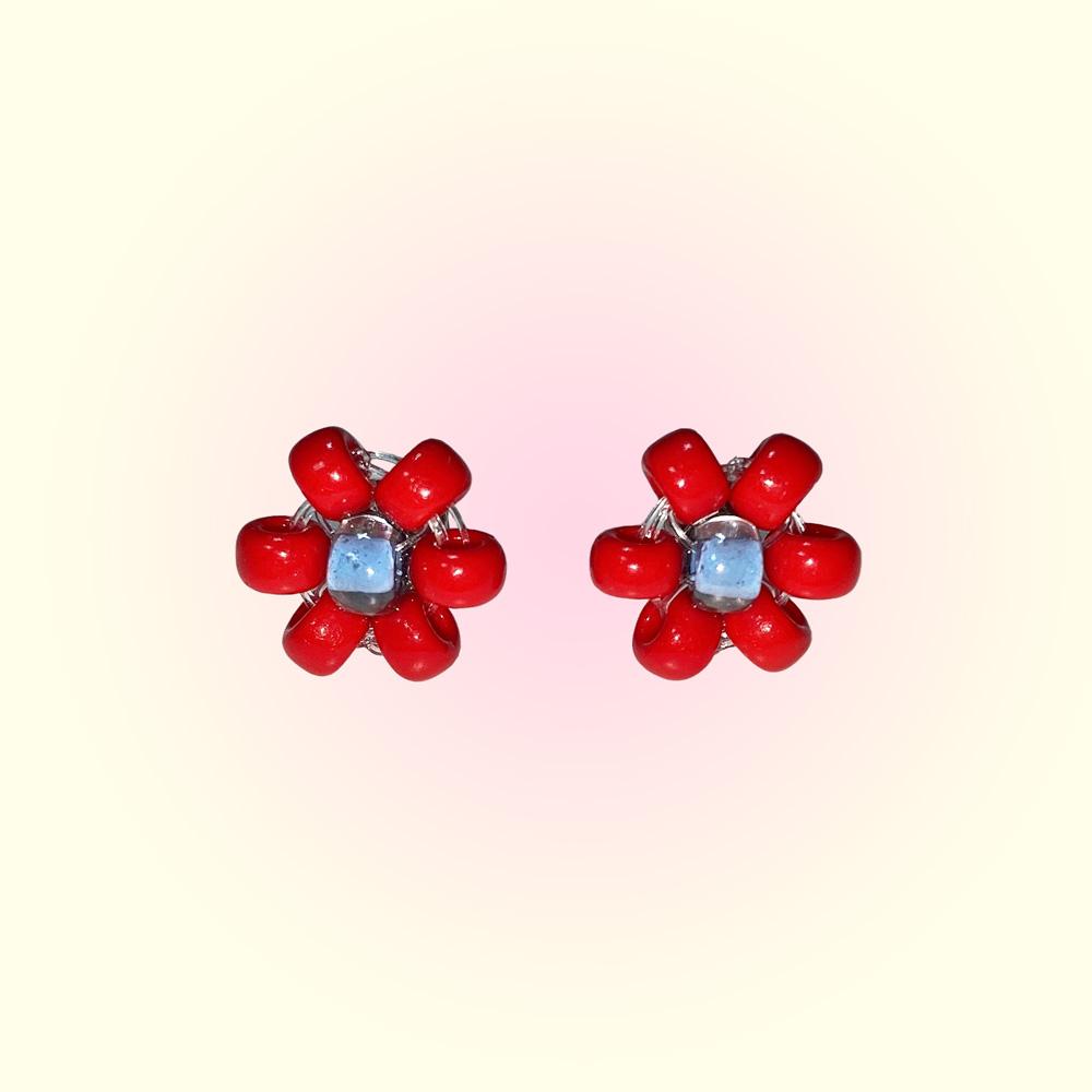 Love Or Not Red Bell Flower Beads Earring