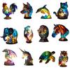 Animal Table Lamp Creative Stained Resin Glass Animal Sculpture Night Light For Living Room Bedroom Home Decoration