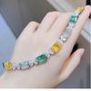 BELLA BOX Light Luxury Sugar Cube Aquamarine Yellow Paraiba Color Treasure Bracelet For Women's Daily Party Fashion Jewelry