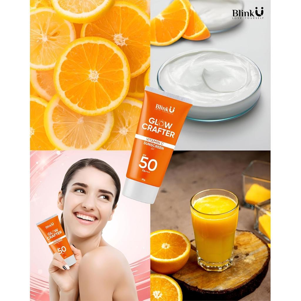 Sunscreen SPF 50 PA+++ Glow Crafter with Vitamin-C UVA/B & Blue Light Protection for All Skin Types