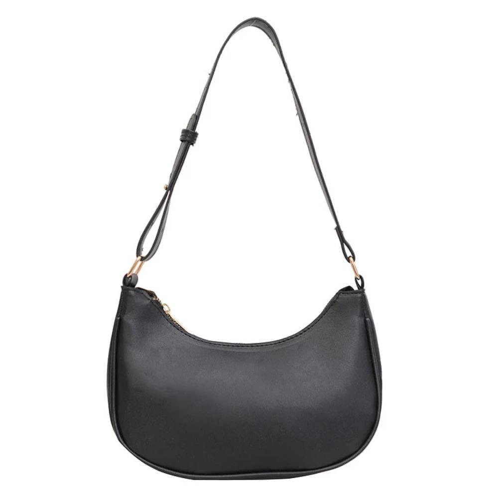 PU Leather Ladies Handbag Simple Armpit Bag Portable Half Moon Underarm Bag  Women