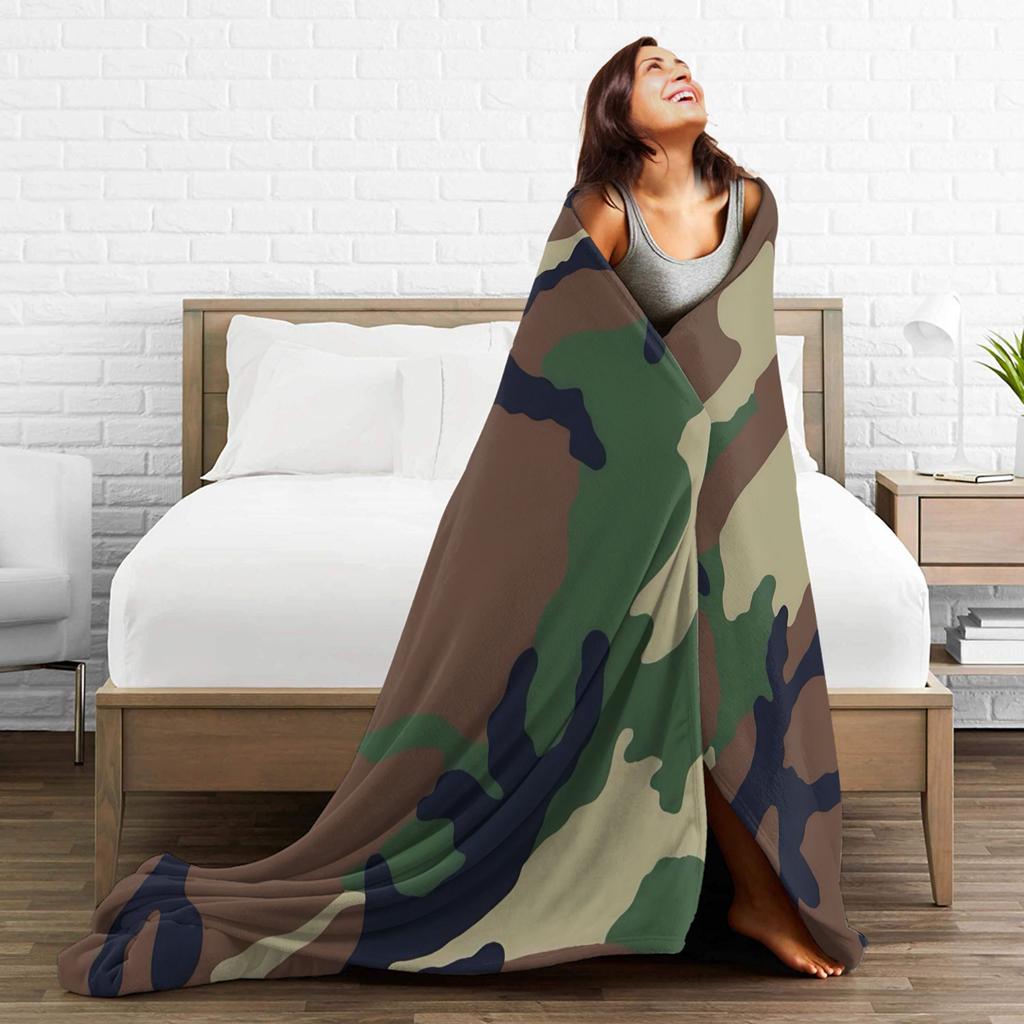 Green And Brown Camo Flannel Blanket Spring Soft Durable Throw Blanket for Kids Couch Chair Fashion Bedspread Sofa Bed Cover