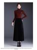 Golden Velvet A-line Skirt, Winter 2025, Elegant Korean Style, High-Waisted, Mid-Length, Slimming, Large Hem.