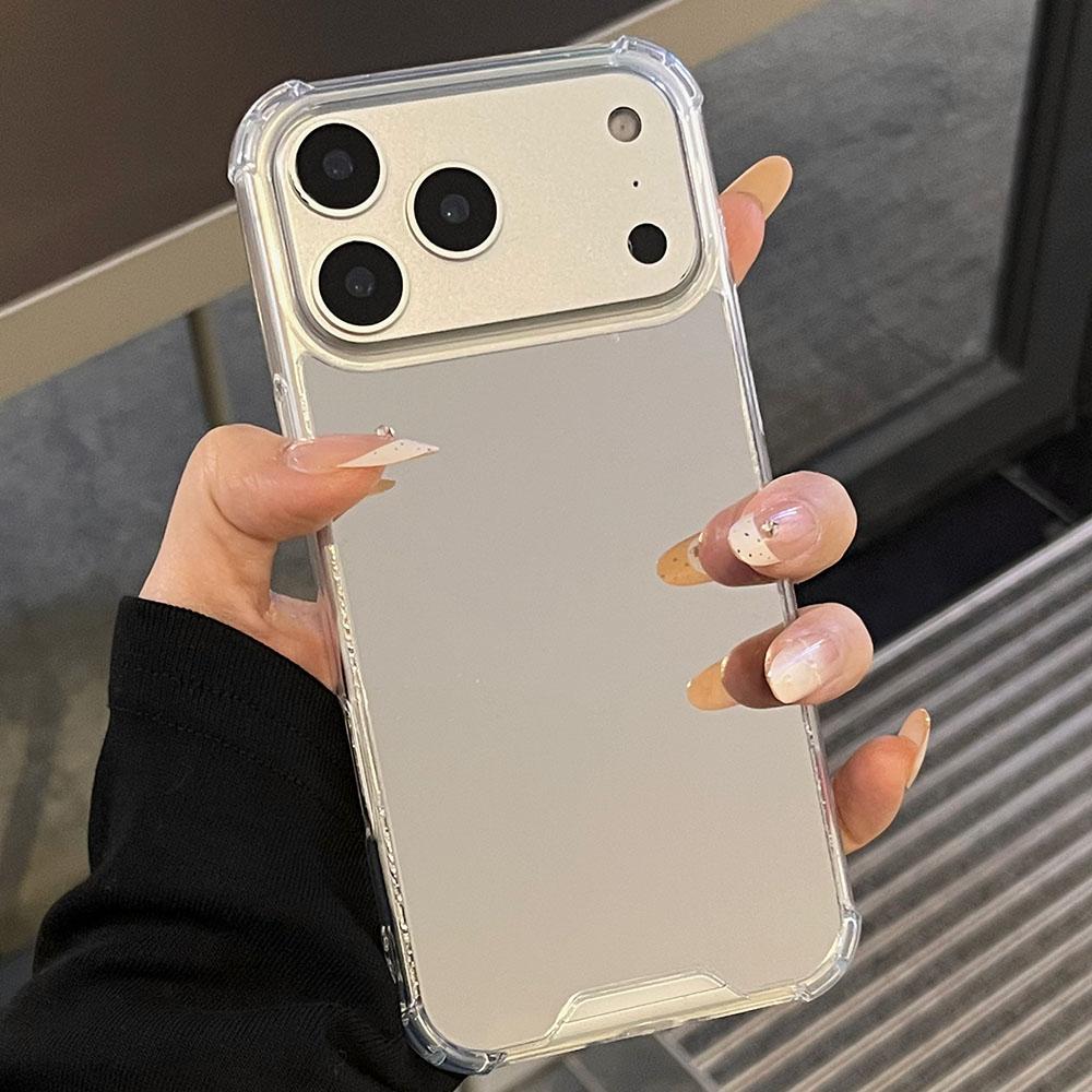 Coque de téléphone en acrylique miroir rigide pour 17 16 15 Pro Max 14 Plus 13 12 11 Pro X XR XS Max 7 8 Plus SE2 17 Air Couverture antichoc iPhone 12