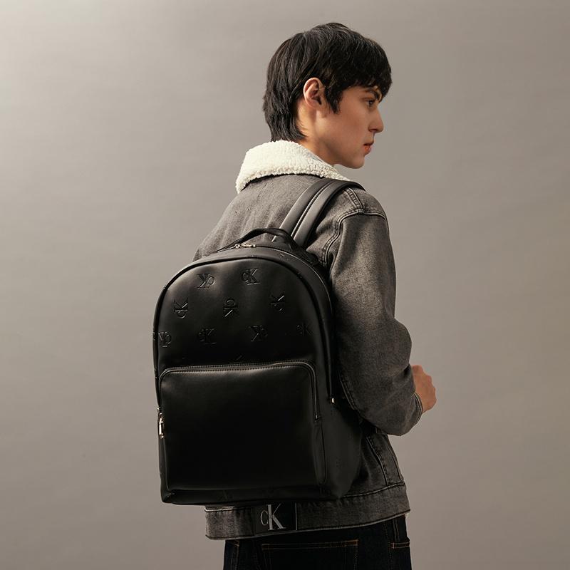 Calvin Klein Letter Embossed Casual Large Capacity Backpack Men Backpack Space-Black 4G3043G-UB1