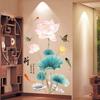 Chinese Style Hand Painted Lotus 3D Wall Sticker Self Adhesive for Living Room Background Wall Decor Vintage Art Home Decoration