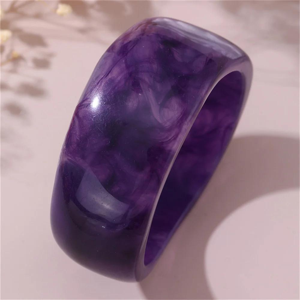 

Fashion Vintage Exaggerated Irregular Semi Transparent Wide Face Acrylic Geometric Hip Hop Solid Bangle for Bracelet Accessories 7CM