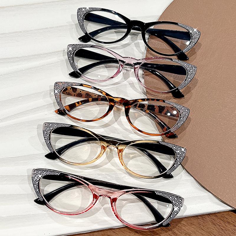 Fashionable Diamond-Encrusted Reading Glasses And Cat-Eye High-Definition Reading Glasses For Middle-Aged And Elderly Ladies