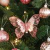 3 Pcs Glitter Sequins Butterfly Ornament Artificial Butterfly Christmas Decoration with Clips for Christmas Tree Wreath Holiday Decoration