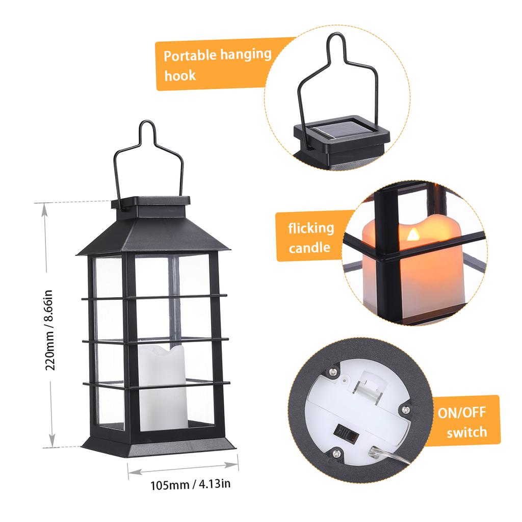2pcs Solar Lantern Lights with LEDs Flameless Candle Outdoor Garden Hanging Lanterns Decorative For Table Backyard Party