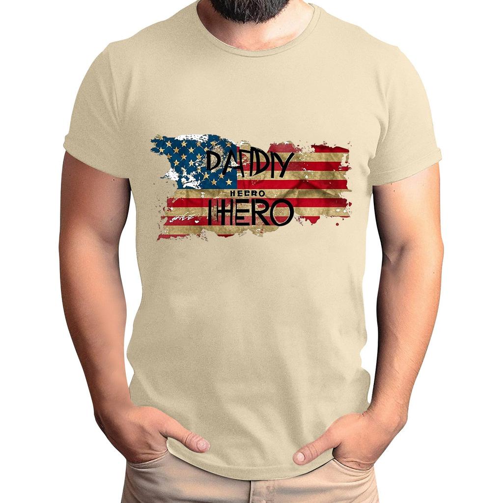 Tricou pentru bărbați cu imprimeu steag, Top lejer casual cu mânecă scurtă pentru bărbați