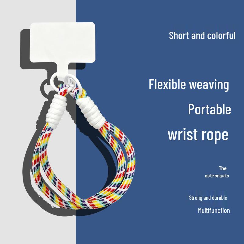 Popular Color-Block Phone Lanyard: Multi-Functional Anti-Loss Case, Earphone Cover, Toy Bag, Woven Wrist Strap