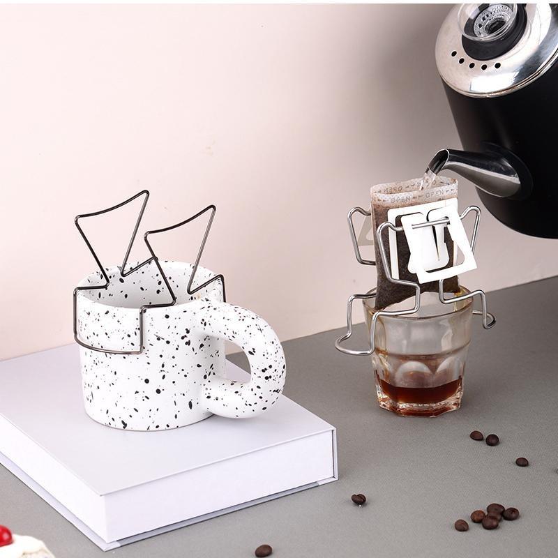 Stainless Steel Hanging Ear Coffee Drip Stand Portable Hand Brew Filter Holder Coffee Dripper Rack For Home Office Camping