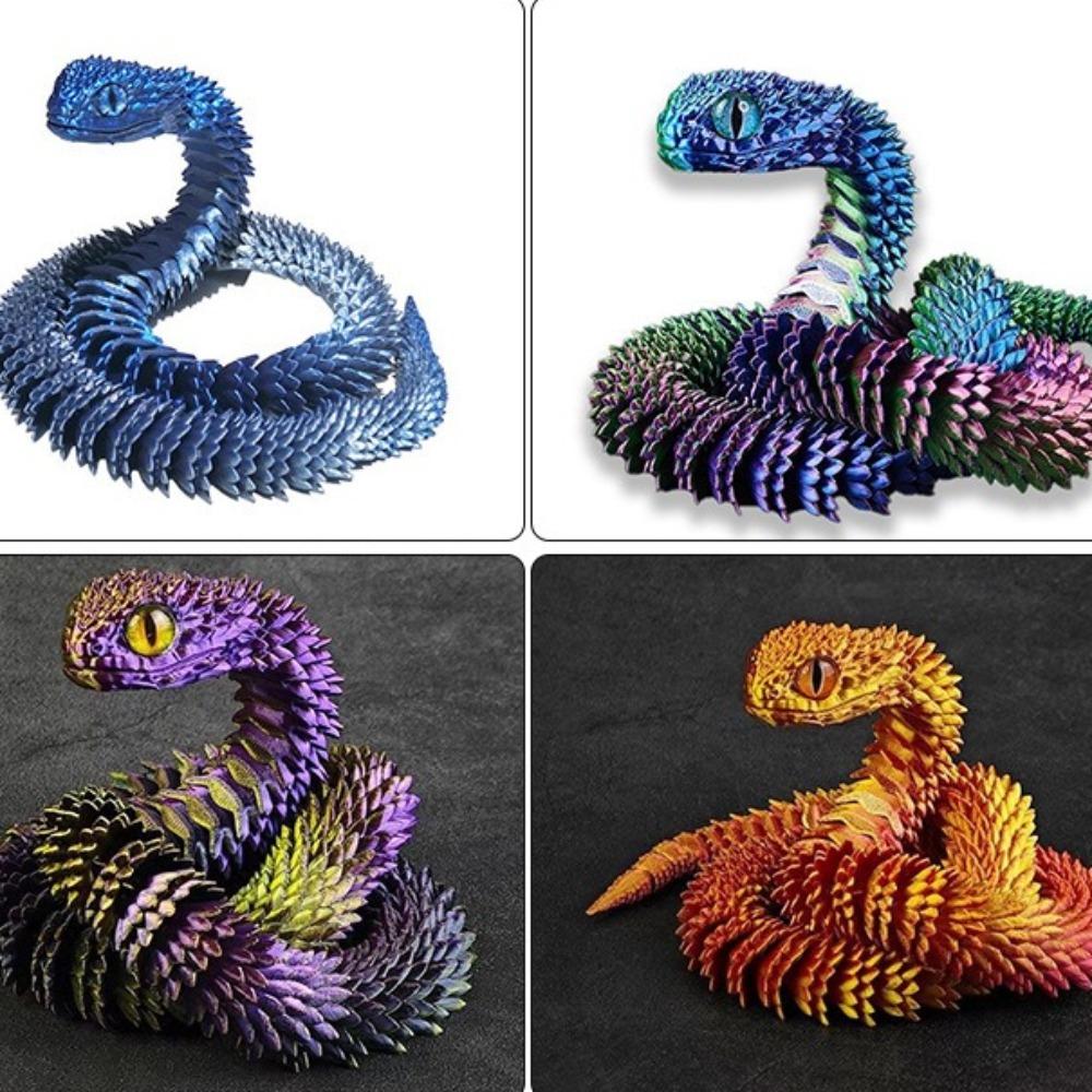 3D-gedruckte Schlange Drehbar Gelenkige Schlange Gelenkbeweglichkeit Tier-Simulationsmodell Büro-Schreibtisch-Dekoration Heimdekoration Kindergeschenk