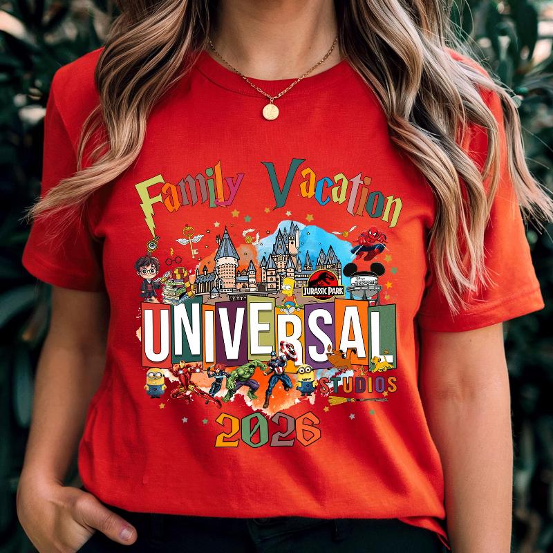 

Live 2026 New My First Trip To Universal Studios Adventure Print Stylish Womens Cotton TShirt Relaxed Travel Top S