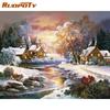 Pictures By Numbers Kits For Kids Christmas Sunset In Winter Scenery Painting By Number Framed Home Wall Decor Artwork