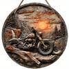1pc 2d Flat Retro Motorcycle Circular Wooden Sign - 20cm, Suitable for Home Living Room, Bar, Caf É, Farmhouse Porch Decoration, Father's Day Gift