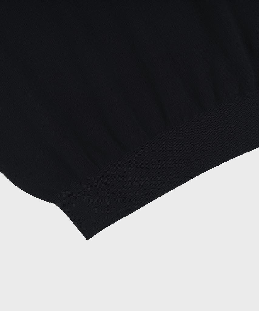 BELLIEF Essential Hard Twist Cotton Short Sleeve Polo Knit (Navy)