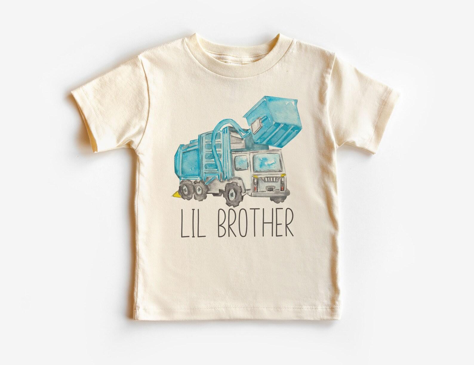 Lil Brother Garbage Truck Unisex Shirt, Blue Recycle Truck Little Bro Shirt, Garbage Day, Boy Unisex Youth Kids Clothing 110
