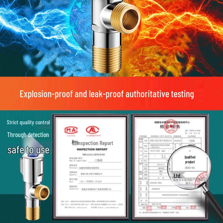 Household Full Copper 304 Stainless Steel Angle Valve for Kitchen & Bathroom – Cold & Hot Water Stop/Splitter Valve