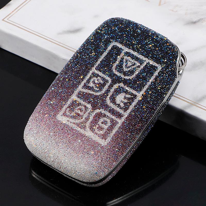 Range Rover & Jaguar Car Key Case with Diamond-Studded Buckle for Evoque, Velar, Discovery, Freelander, XFL, XEL