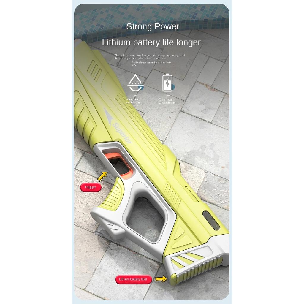 43cm Full Electric Automatic Water Storage Gun Toys Portable Children Summer Beach Outdoor Fight Fantasy Toys for Boys Kids Game