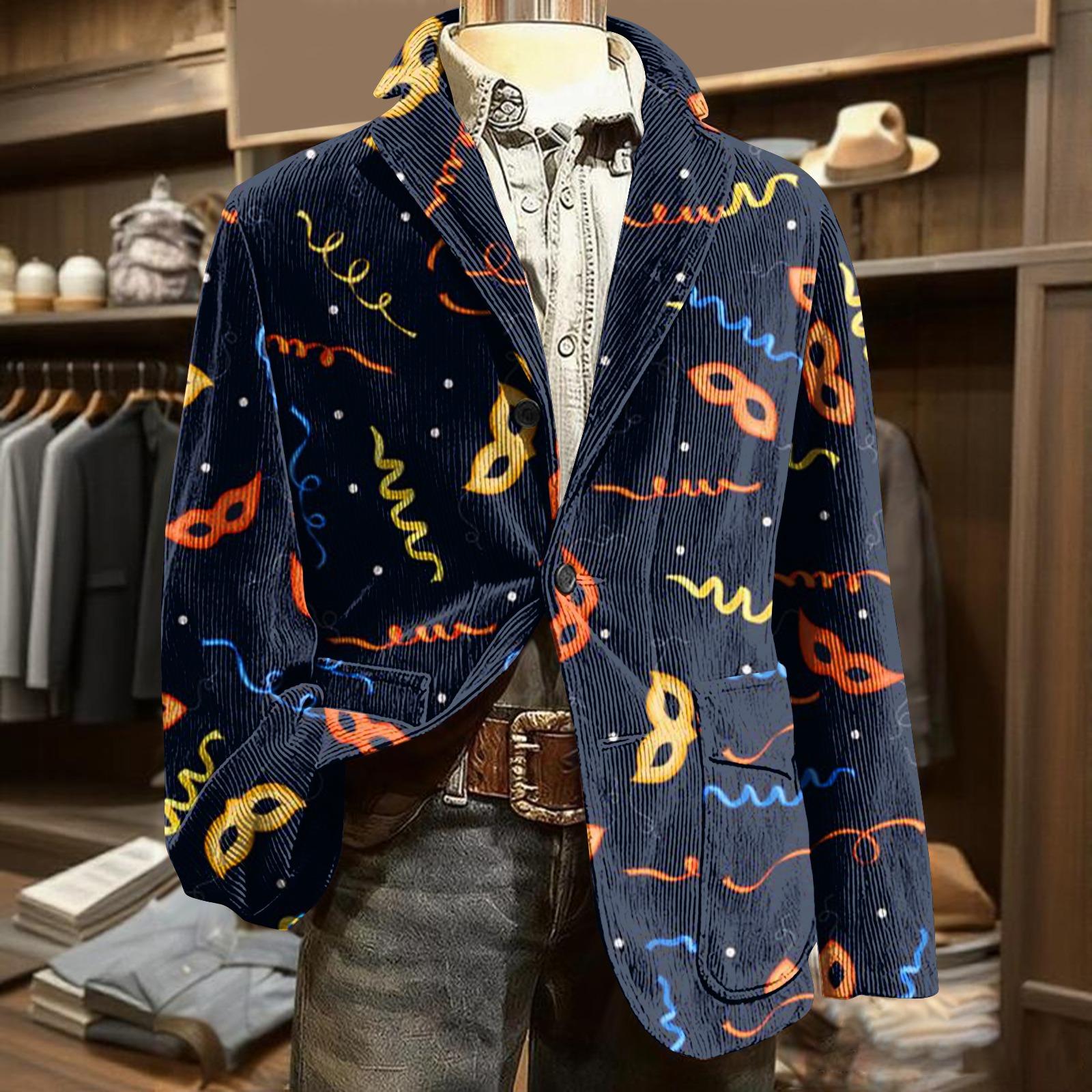 Мужской вельветовый пиджак-кардиган с принтом и карманами, мужской повседневный костюм L