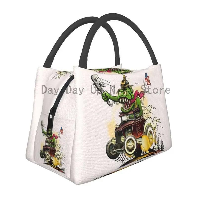 Ratfink Ride Insulated Lunch Bags for School Office Rat Fink Waterproof Thermal Cooler Bento Box Women Lunchbag