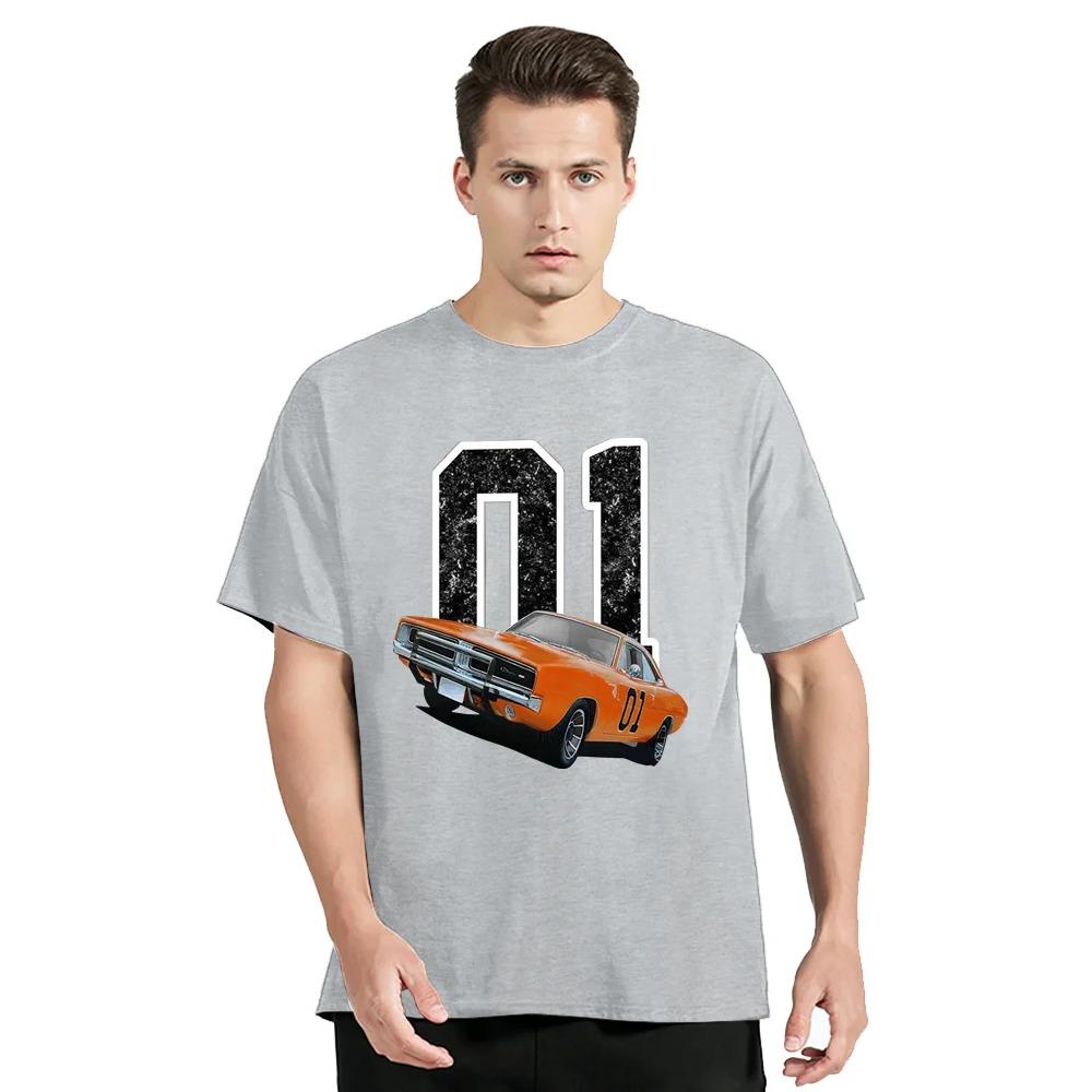 Comfortable season General Lee Charger Paul Kuras Heren T-shirt Auto Moto T-shirts Oversized Katoenen T-shirt Casual Streetwear Tops Fitness Grafisch T-shirt L grijze kleur