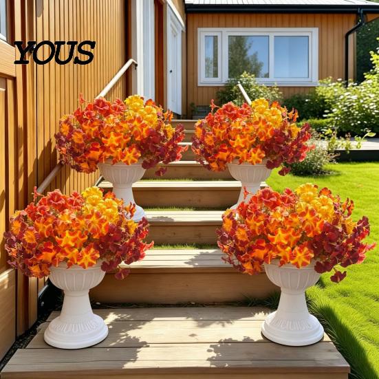 Maintenance Free Fake Greenery Artificial Morning Glory Flower Bouquet, Realistic Plastic Floral Arrangement Decorative Plants for Vases Home