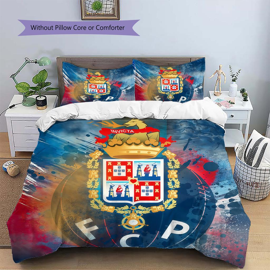 Futebol Clube do Porto Pattern Bedding Quilt Set  Home Decoration  Gift (1 * duvet cover + 2 * pillowcase  without core)