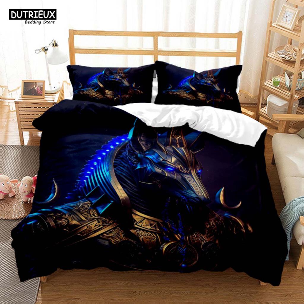 Alte Ägypten Myth Anubis Hd Printed Bedding Queen Bedding Set Soft And Comfortable Personality King Size Bedding Set