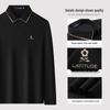 MONTAGUT Men's 100% Cotton Embroidered Long Sleeve Polo Shirt