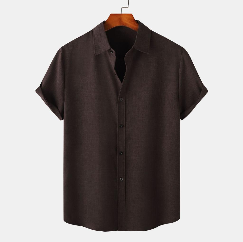 Men's Clothing, Summer New Men's Solid Color Short-sleeved Casual Shirt Slim-fit Shirt TC