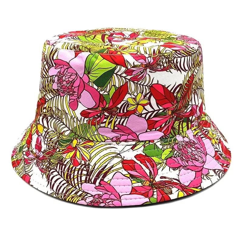 

Spring and Summer Polyester Print Bucket Hat Fisherman Hat Outdoor Travel Sun Cap for Girl and Women 197