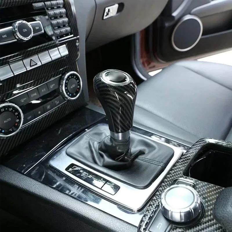 Carbon Fiber Style Interior Gear Shift Knob Cap Head Cover Molding Trim Sticker For Mercedes Benz W204 X204 W169 W212 W218 W463
