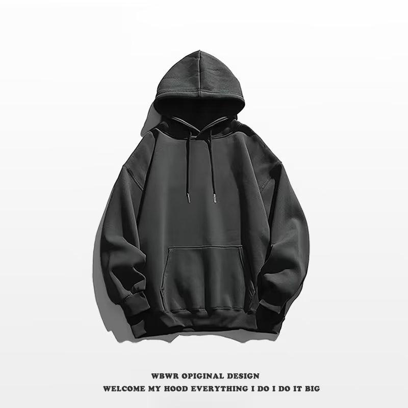 

Мужская модная толстовка с капюшоном большого размера: 300 г плотного китайского хлопка, однотонный, стиль Западного побережья, унисекс. M темно-серого