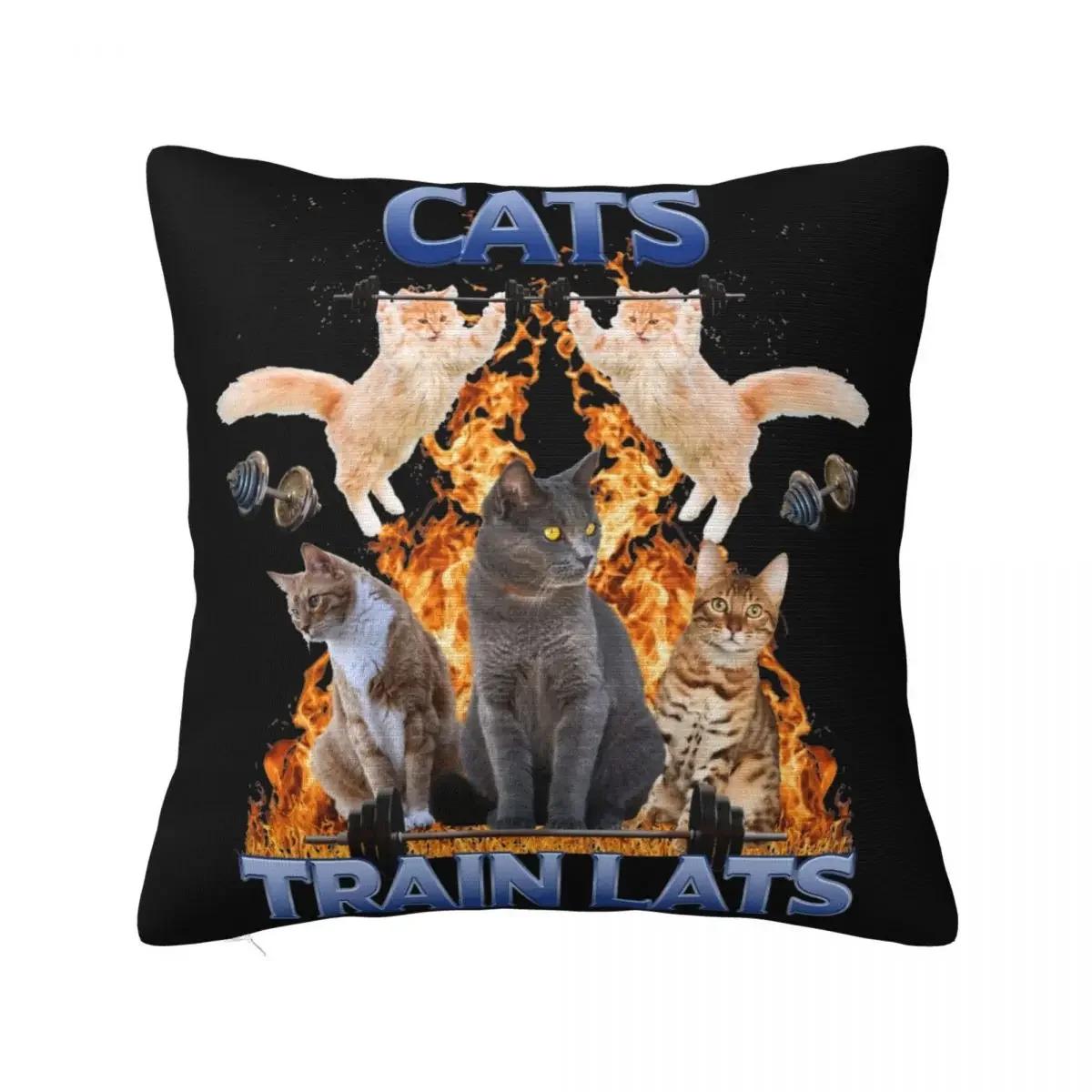 

Gym Fitness Cats Train Lats Pillow Cases Cushion Cover Awesome Zippered Decorative Pillowcase for Bed x 66x66cm бежевый