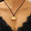European-American Geometric Irregular Heart Hollow Pendant Oval Wax Rope Necklace