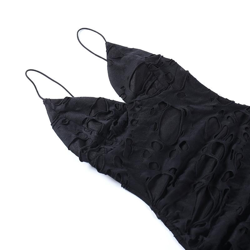 GMXIA Sexy Mikro Permeabilní Sukně Dámské Tmavé Roztrhané Slim Rozparek Zavinovací Bokový Pás Šaty