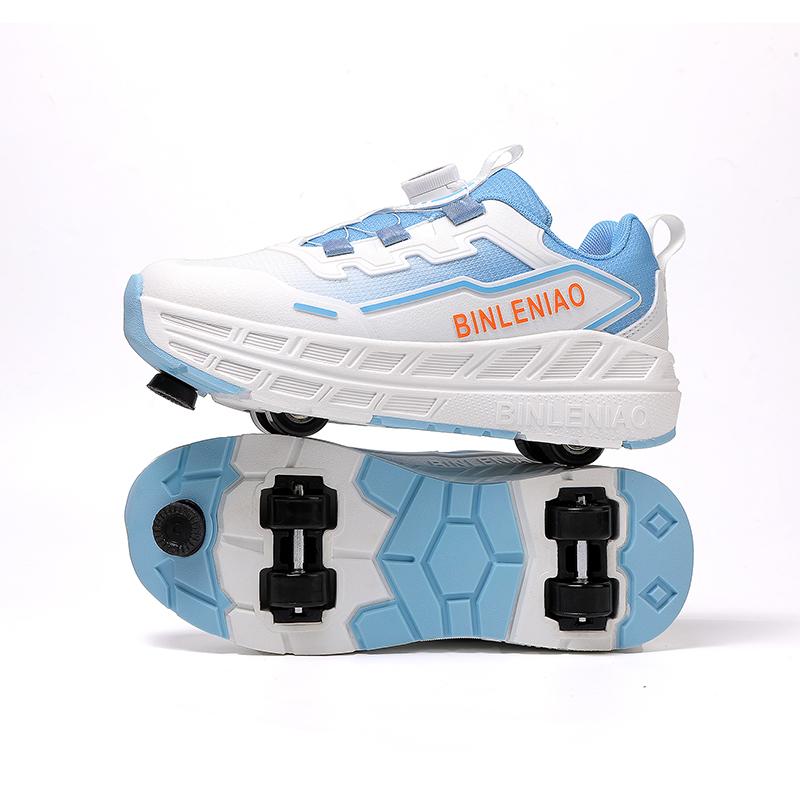 Kid s Four-wheel Sports Shoes Detachable Flat Shoes Children s Skating Roller Skates Shoes for Kids Girl Skate Shoes 31 синий/белый