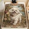 Maltese dog,pattern Flannel Blanket, High quality Comfortable for All Seasons, Home Decor, Warmth and Comfort, Perfect for Gifts.