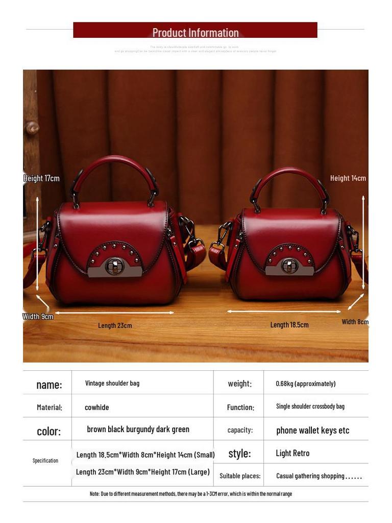 Genuine Leather Small Round Crossbody Phone Bag for Women - Mature Temperament Handbag