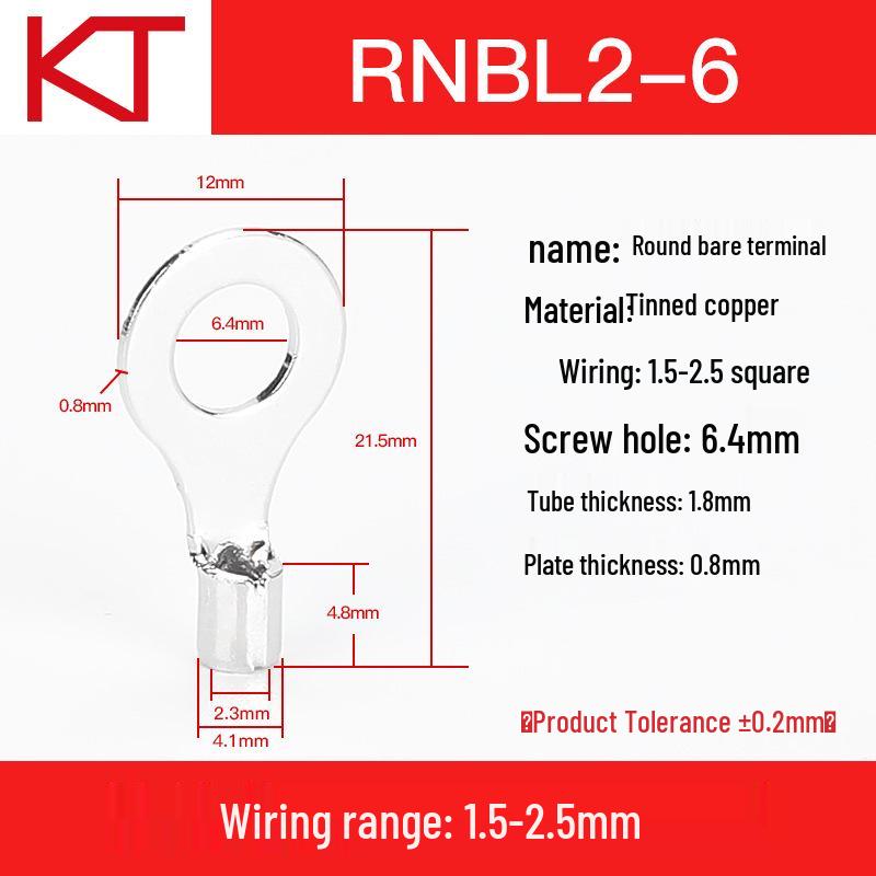 Kaitong Round Bare Crimp Terminals RNB2-12 KT-TO.