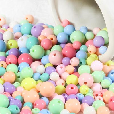Contas Espaçadoras Redondas de Acrílico Cor Doce de 4mm-12mm Para Fabricação de Joias Acessórios DIY
