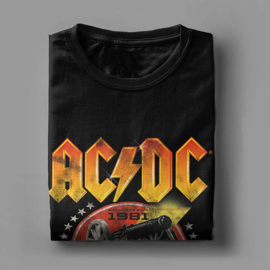 Męski T-shirt AC-DC Zespół Muzyki Rockowej Dla Tych, Którzy Mają Rockować 1981 Śmieszny T-shirt z Czystej Bawełny T-shirt z Okrągłym Dekoltem Ubrania z Nadrukiem
