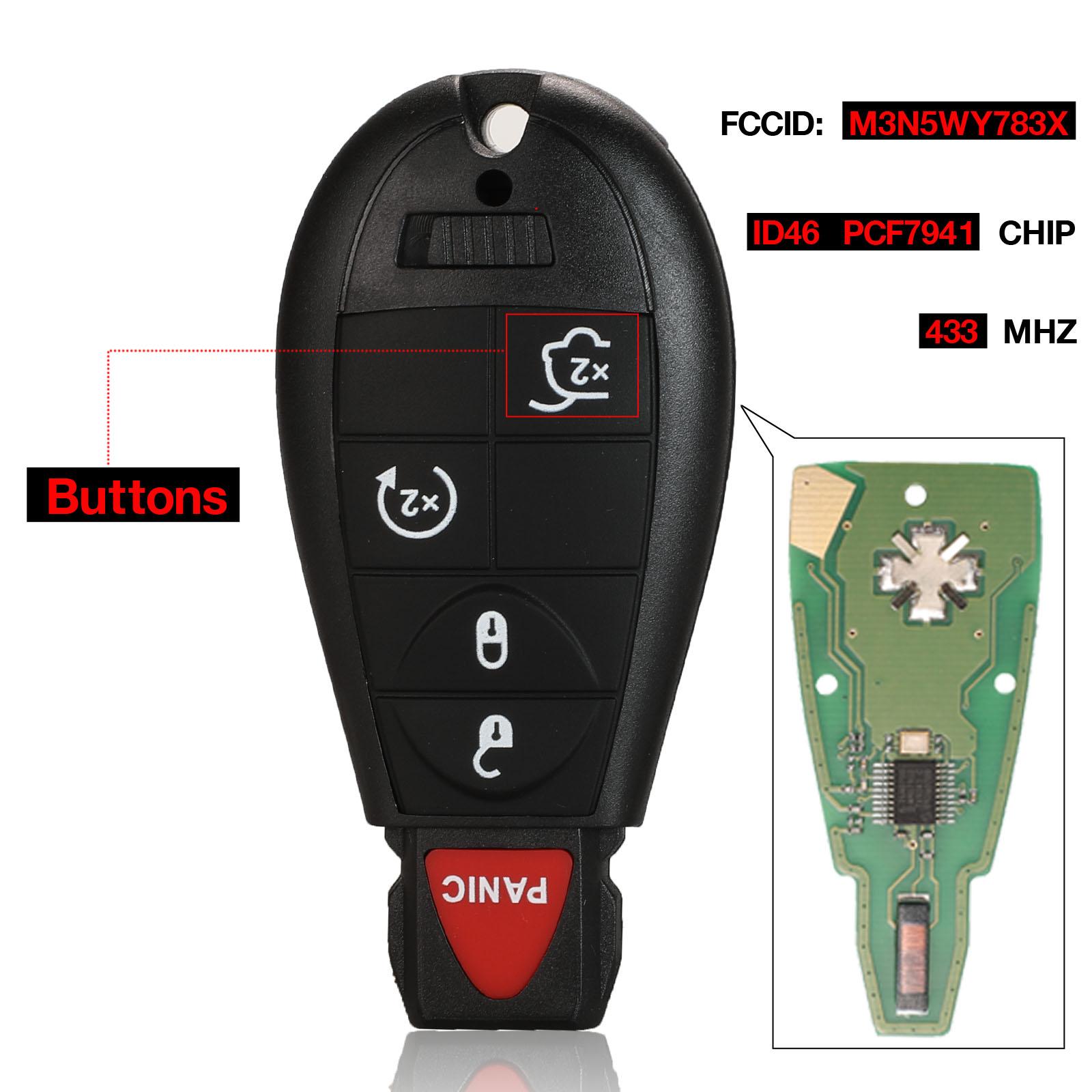 

jingyuqin 433МГц 7941 Пульт Дистанційного Керування Ключ-Брелок M3N5WY783X Для Chrysler Town & Country Jeep Grand Cherokee Dodge Caravan Journey FOR JEEP казкові колірні