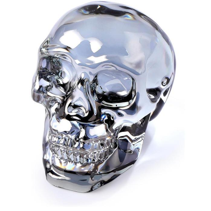 Gothic Crystal Skull Halloween Ornament Statue