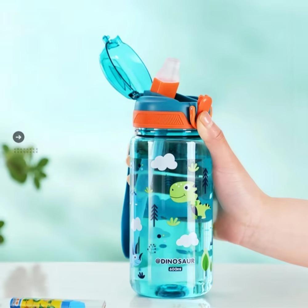 600ml Kids Water Cup With Silicone Straw Water Sippy Cup New Water Bottle  For Kids