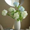 2 Heads Artificial Hydrangea Silk Cloth Green Leaves Artificial Snowball Branch Soft Realistic Simulation Flowers